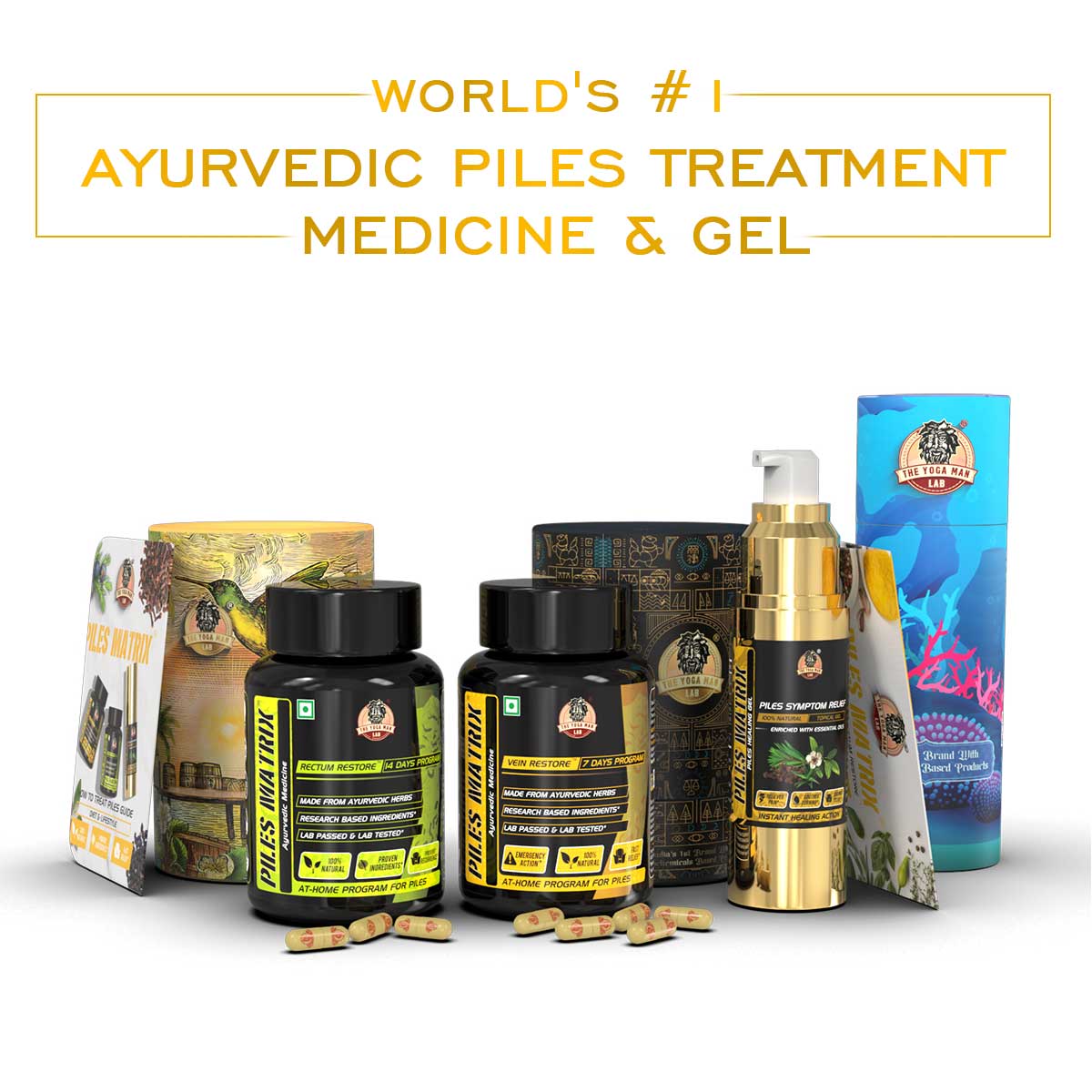 Piles Matrix Kit - वेन रिस्टोर + रेक्टम रिस्टोर + हीलिंग जैल + डाइट बुकलेट Health Care > Gut Health > Piles > Medicine, Gel > Ayurvedic Piles Treatment The Yoga Man Lab   