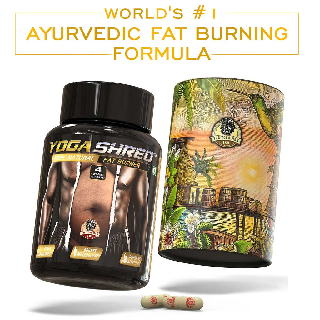 YOGA SHRED - Burn Fat At-Home Ayurvedic Supplement (Men) | Helps in Weight Loss & Boosting Energy | Ayurvedic & 100% Natural Health Care > Weight Loss > Fat Burner > Men > Supplement > Ayurvedic Fat Loss The Yoga Man Lab   