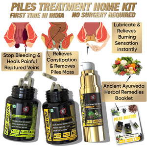 Piles Matrix Kit - वेन रिस्टोर + रेक्टम रिस्टोर + हीलिंग जैल + डाइट बुकलेट Health Care > Gut Health > Piles > Medicine, Gel > Ayurvedic Piles Treatment The Yoga Man Lab   