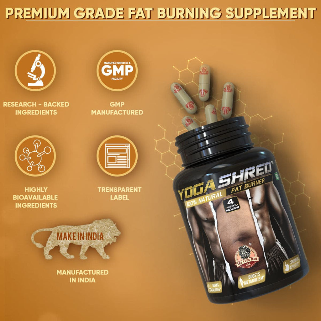 YOGA SHRED - Home Fat Burner (Women) Ayurvedic Supplement | Thermogenic Weight Burner, Appetite Suppressant & Energy Booster | 100% Natural Health Care > Weight Loss > Fat Burner > Women > Supplement > Ayurvedic Fat Loss The Yoga Man Lab   